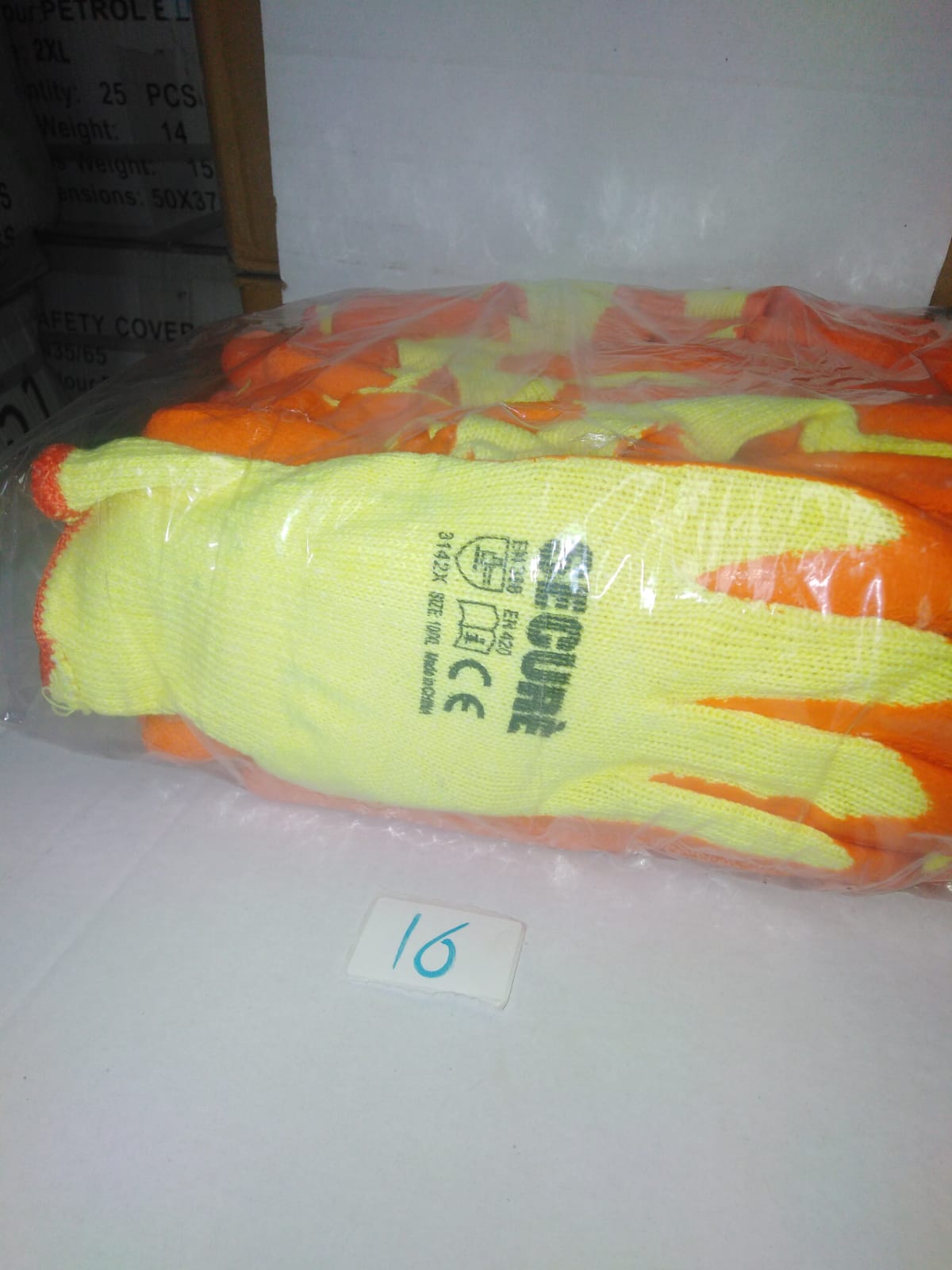 صورة قفاز قماش للضهر وربر للكف اصفر × برتقالي (16)