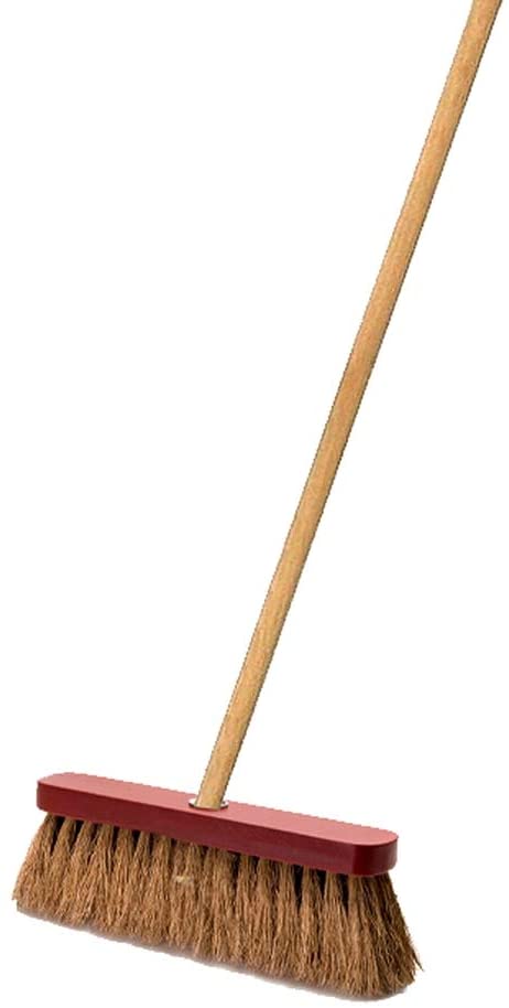 صورة مكنسه ورق بني اللون بيد خشب 30 سم سريلانكي