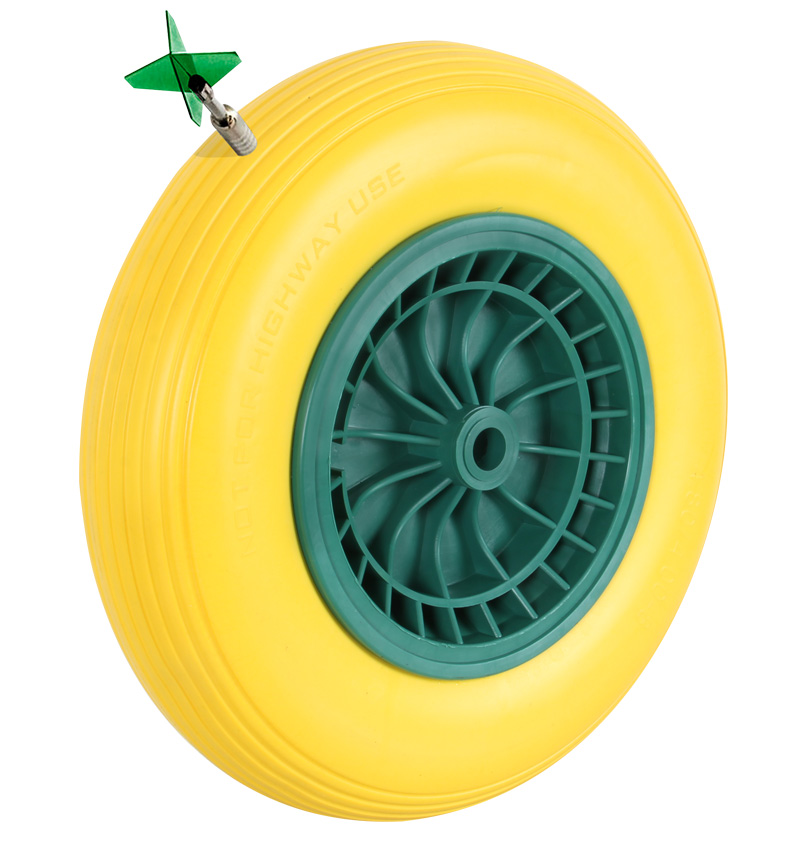 صورة عجلة ترولى بدون هواء ( تيوبلس ) لون اصفر 10"